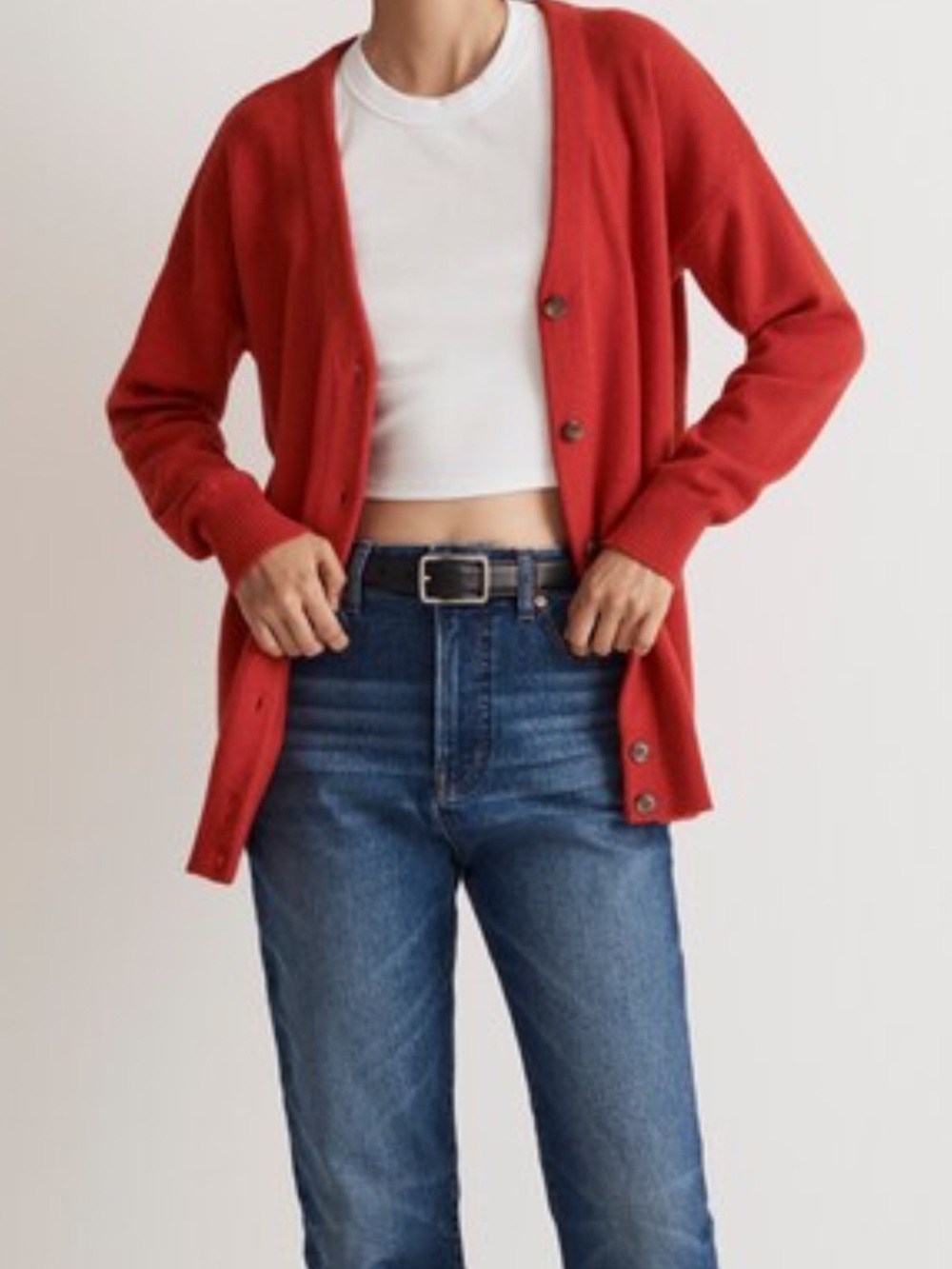 MADEWELL V-Neck Relaxed Cardigan HEATHER POPPY Med NWT